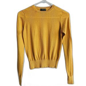 Zara mustard yellow lightweight knit crewneck sweater top size s